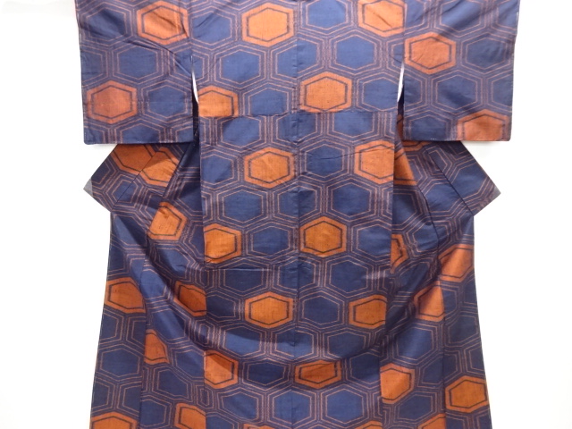 JAPANESE KIMONO / SILK / HAND WOVEN TSUMUGI / WOVEN KIKKO